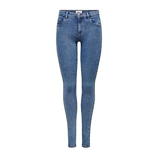 Only onlrain life reg skinny dnm noos jeans, medium blue denim/detail: pim430, s / 30l donna