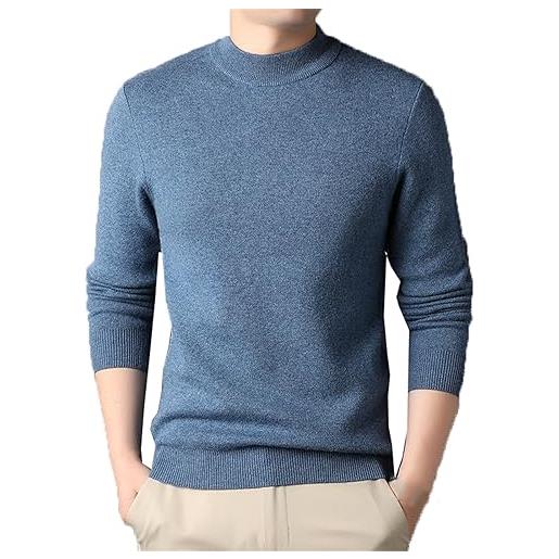 SaoBiiu maglione pullover a maniche lunghe da uomo in pura lana spessa lavorata a maglia con collo a lupetto caldo gray m