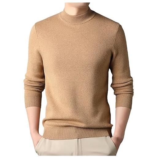 SaoBiiu maglione pullover a maniche lunghe da uomo in pura lana spessa lavorata a maglia con collo a lupetto caldo black m