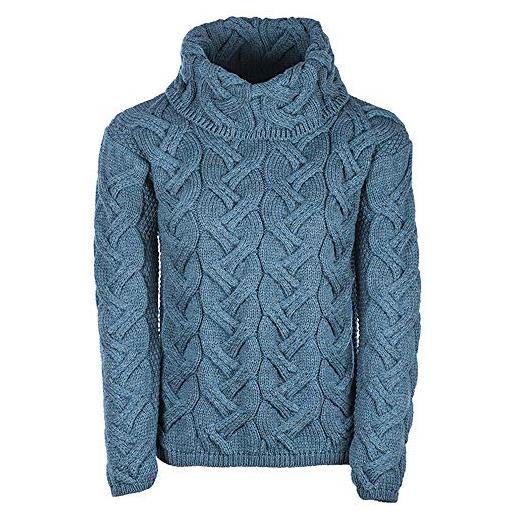 Aran Woollen Mills maglione a trecce grosse in lana merino supersoft (naturale, xl)