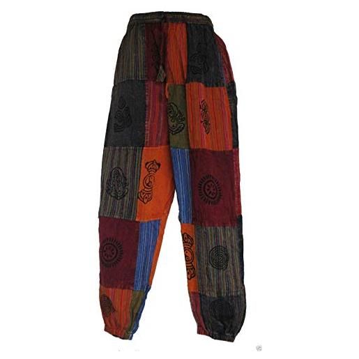 Terrapin Trading commercio equo solidale nepal cotone patchwork pantaloni con vera patch (multicolore) (medium)
