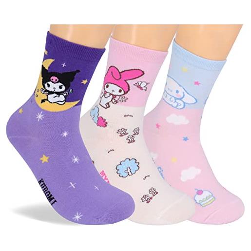 Roffatide anime donne crew socks 3 coppie set calzino carino per ragazze donne