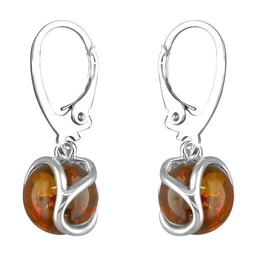 Designer Inspirations Boutique orecchini in argento sterling con ambra e ciondolo a forma di goccia in ambra color cognac art deco