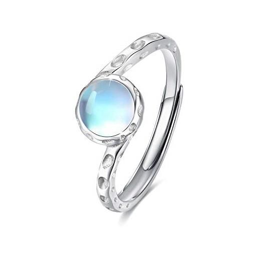 CUOKA MIRACLE anello donna pietra di luna argento sterling 925 pietra di luna arcobaleno sintetica per anello donna anelli aperti regolabili per mamma fidanzata