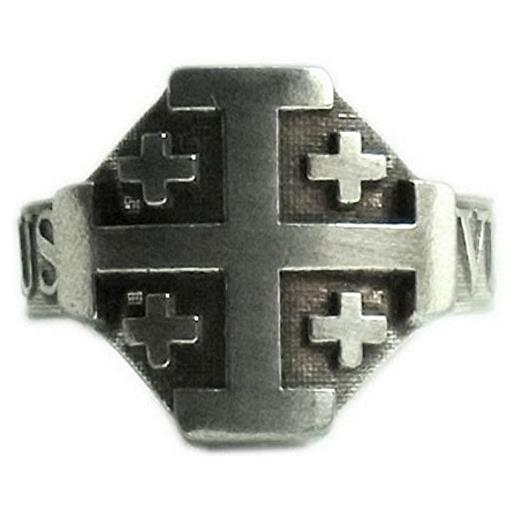MK-Art anello dei cavalieri crociati, ordine del santo sepolcro di gerusalemme con il motto deus vult (dio lo vuole)