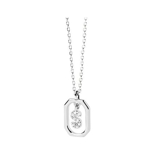 P D PAOLA pdpaola mini letter s silver necklace collana con lettera, onesize, argento sterling, zirconia cubica