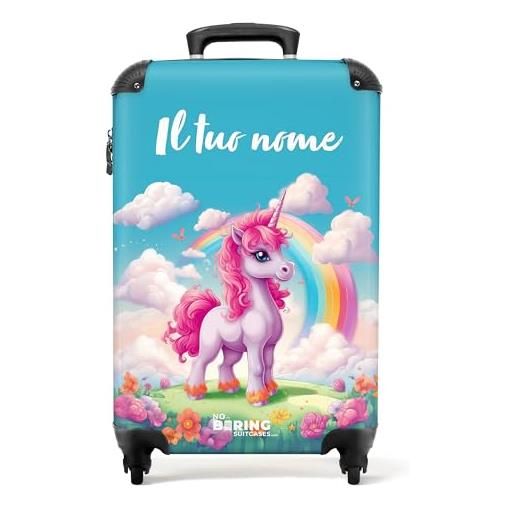 NoBoringSuitcases.com® valigia per bambine - valigia bambina - unicorno - colorato - valigia per bambine - trolley - trolley rigido per bambini - 55x40x20 - valigia con foto - personalizzato