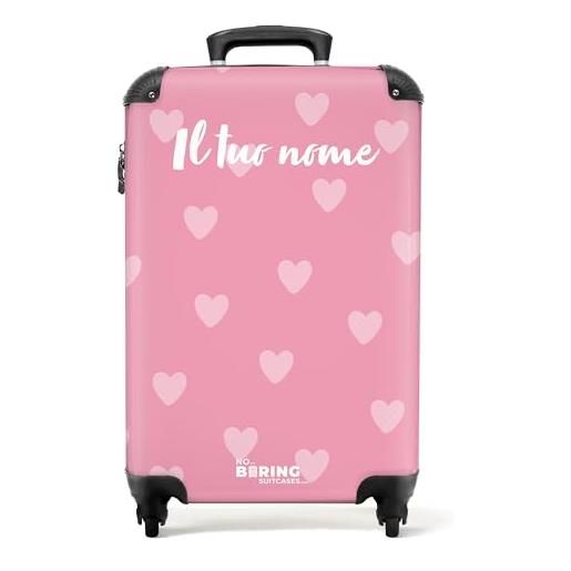 NoBoringSuitcases.com® valigia per bambine - valigia bambina - motivo a cuoricini - valigia per bambine - trolley - trolley per bambine - 55x40x20 - valigia con foto - personalizzata