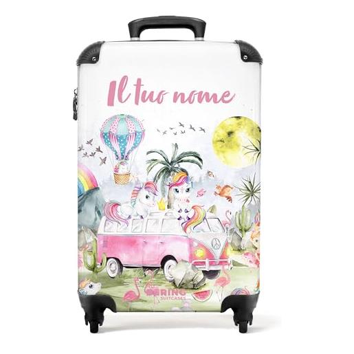 NoBoringSuitcases.com® valigia per bambine - valigia bambina - autobus - unicorno - arcobaleno - valigia per bambine - trolley - trolley per bambine - 55x40x20 - valigia con foto - personalizzata