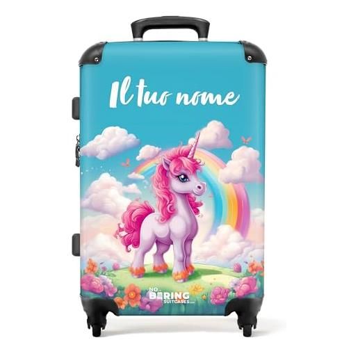 NoBoringSuitcases.com valigia per bambine - amazon - unicorno - colorata - arcobaleno - valigia per bambine - valigia personalizzata 67x43x25cm - valigia per bambine - trolley per bambine