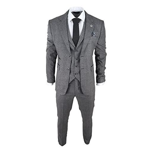 TruClothing.com abito classico da uomo 3 pezzi principe di gales retro vintage motivo a scacchi - grigio 60