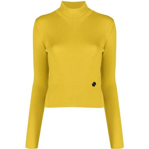 Patou maglione dolcevita a coste - giallo