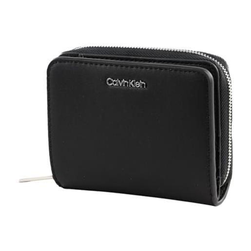 Calvin Klein portafoglio donna ck must z/a wallet flap medium piccolo, nero (ck black), nero (ck black), taglia unica