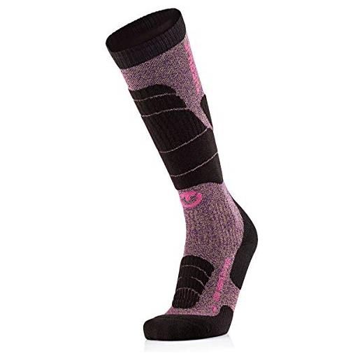 Therm-ic chaussettes ski merino reflector women, calzini da sci donna, pink/black, fr: m (taille fabricant: m(39-40))
