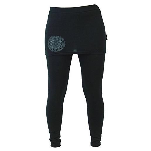 GURU SHOP, pantaloni da yoga, leggings con mini gonna bio bw yogi, nero, cotone, dimensione indumenti: xxl (44), pantaloncini e pantaloni 3/4, leggings