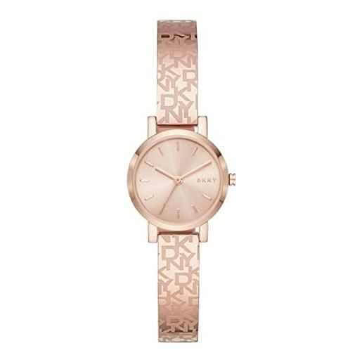 DKNY orologio soho da donna, movimento a tre lancette, cassa in acciaio inossidabile oro rosa 24 mm con bracciale in acciaio inossidabile, ny2884