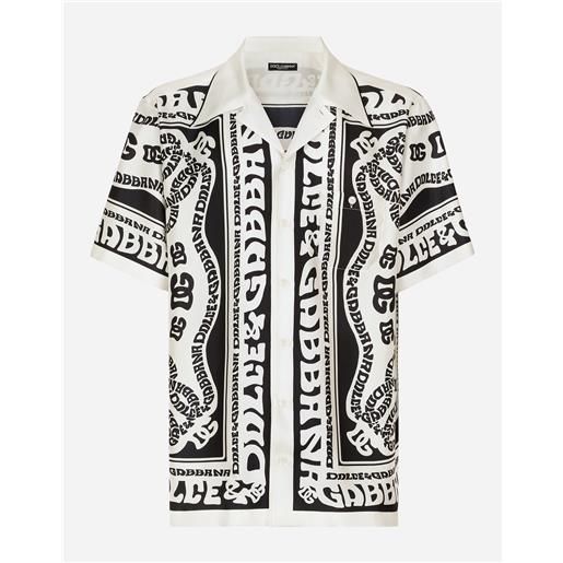 Dolce & Gabbana camicia hawaii in seta stampa marina