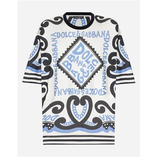 Dolce & Gabbana t-shirt manica corta in seta stampa marina