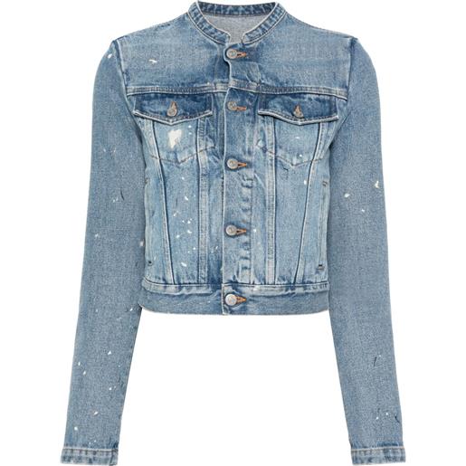 MM6 Maison Margiela giacca denim con effetto vissuto - blu