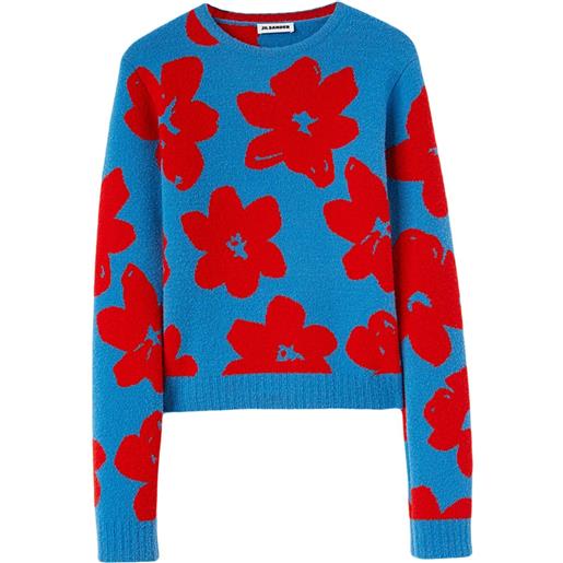 Jil Sander maglione girocollo con effetto jacquard - blu