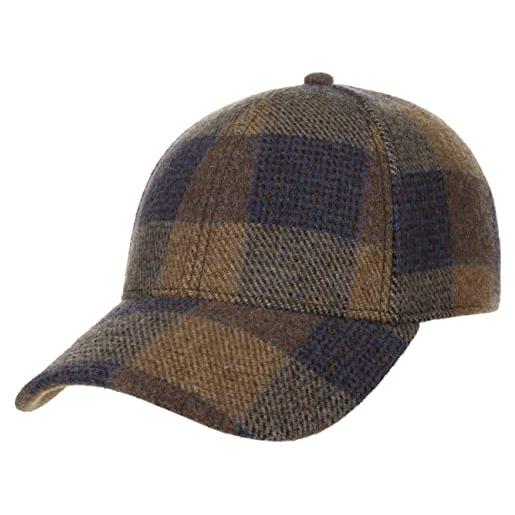 Stetson cappellino ankeny wool check donna/uomo - in lana berretto baseball fibbia metallo, con visiera, visiera autunno/inverno - taglia unica marrone