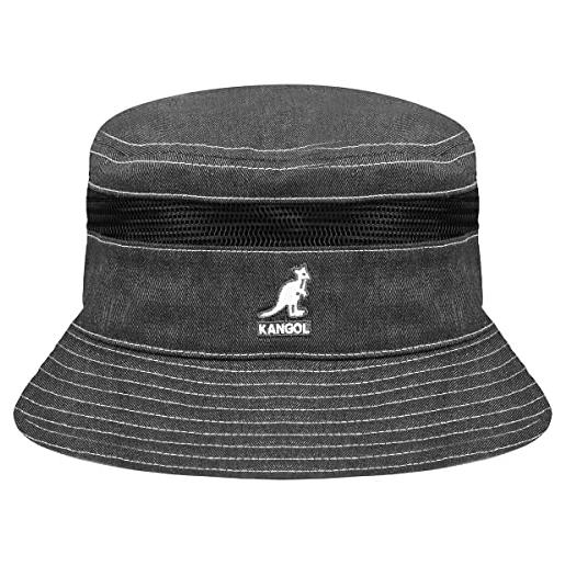 Kangol cappello distressed cotton mesh bucket da sole cappelli spiaggia l/xl (58-61 cm) - nero