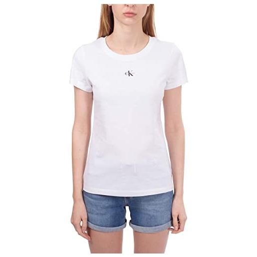 Calvin Klein Jeans micro monologo slim fit tee j20j220300 top in maglia a maniche corte, bianco (bright white), xl donna