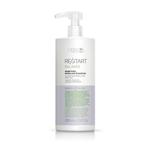 REVLON PROFESSIONAL re/start balance purifying micellar shampoo, shampoo micellare idratante per cuoio capelluto grasso, shampoo purificante, 1000ml