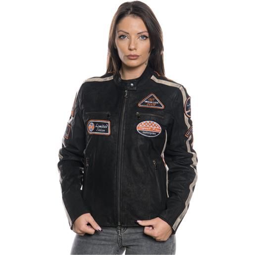 Leather Trend motociclista donna - biker donna nero antichizzato in vera pelle