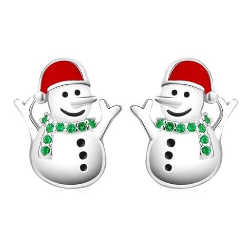 LINSTER orecchini pupazzo di neve di natale per donne orecchini a bottone pupazzo di neve in argento sterling 925 vacanze invernali regali di gioielli per feste di natale per donne e ragazze