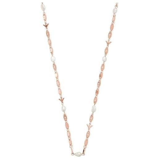 Emporio Armani armani eg3448221 catena donna argento 925 rose bianche perle d'acqua dolce 47,5 cm