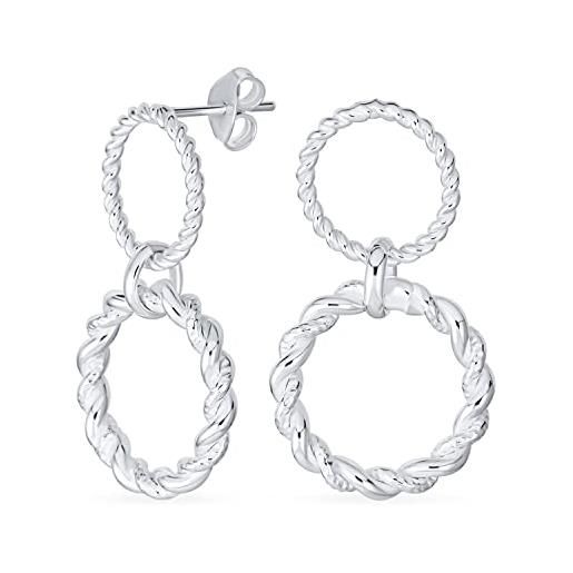 Bling Jewelry classico geometrico rotondo pendenti goccia stud twist cavo due doppio cerchio aperto door knocker orecchini a cerchio per le donne. 925 argento