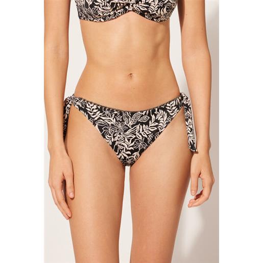 Calzedonia slip fiocchi costume botanic black and white nero