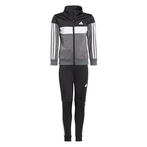 adidas tiberio - tuta da ginnastica unisex per bambini, con 3 strisce colorblock lucide, 7-8 anni