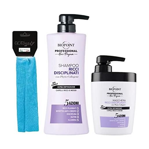 DC CASA biopoint kit trattamento ricci: shampoo 400 ml + maschera 300 ml + fascia capelli