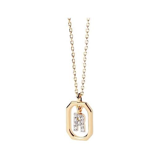 P D PAOLA pdpaola mini letter r necklace collana con nome a lettera oro, onesize, argento sterling, zirconia cubica