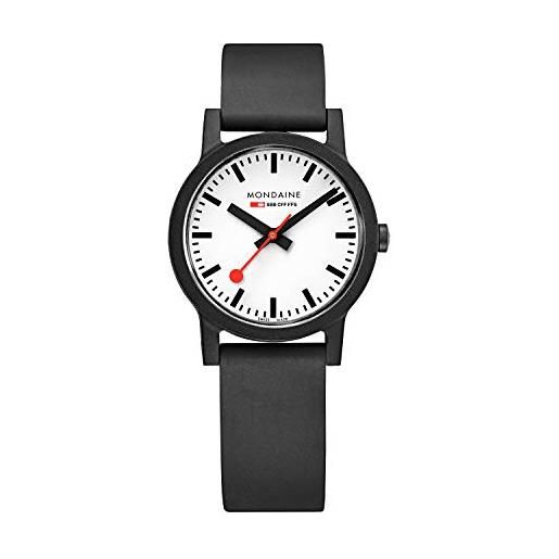 Mondaine essence - orologio nero vegan eco-sostenibile per uomo e donna, ms1.32110. Rb, 32 mm. 