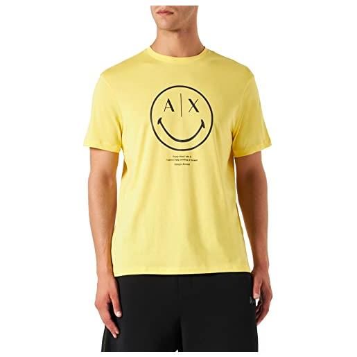 A|X ARMANI EXCHANGE maglietta slim fit con logo smiley face t-shirt, aspen gold, xl uomo