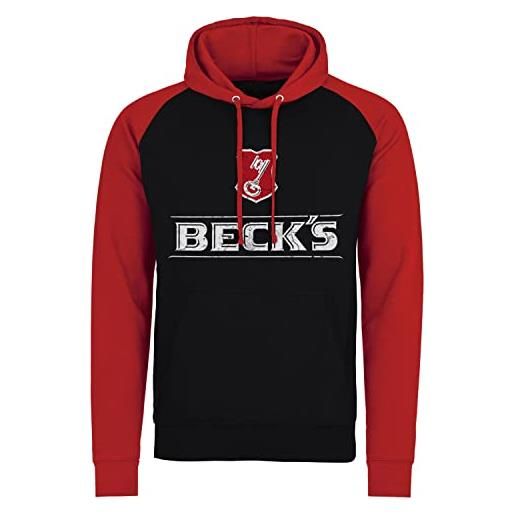 Beck's licenza ufficiale washed logo baseball felpa con cappuccio (nero - rosso), l