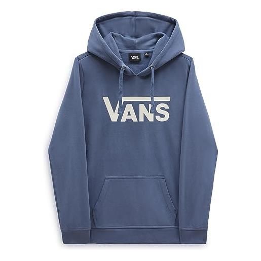 Vans wm drop v logo hoodie felpa con cappuccio, vintage indigo, s donna