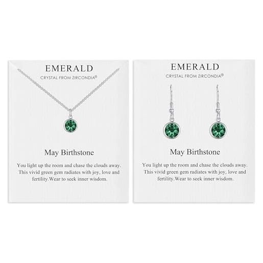 Philip Jones set di collana e orecchini pendenti may (smeraldo) birthstone creati con cristalli zircondia®