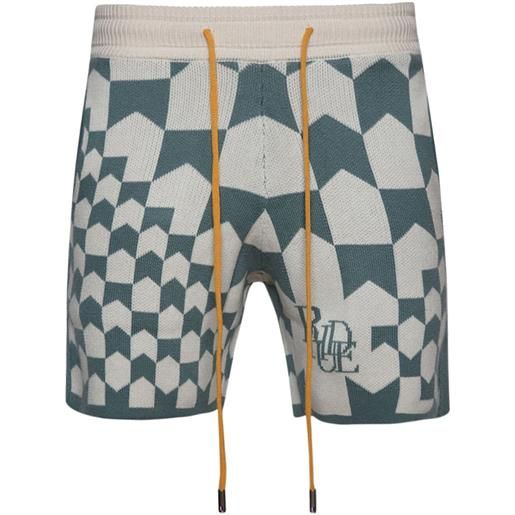 RHUDE shorts racing con monogramma - toni neutri