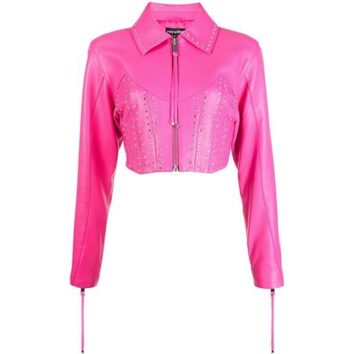 Retrofete giacca castor crop con decorazione - rosa