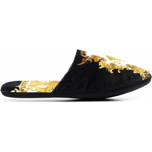 Versace slippers con stampa medusa renaissance - nero