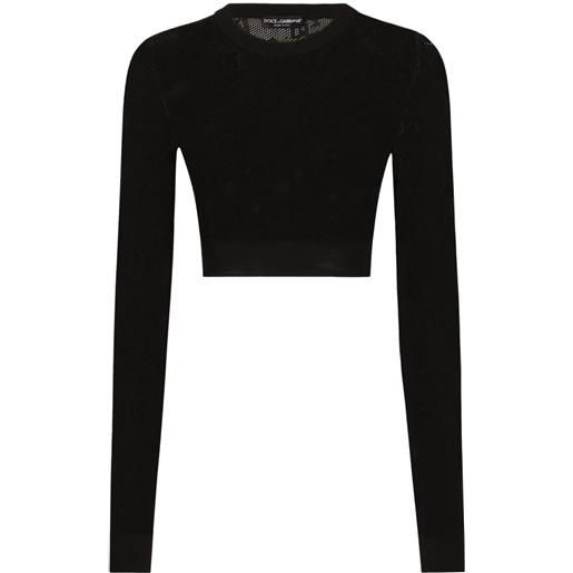 Dolce & Gabbana top corto con monogramma - nero