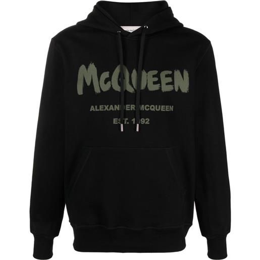 Alexander McQueen felpa graffiti con stampa - nero