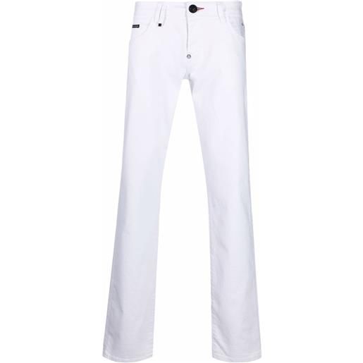 Philipp Plein jeans dritti con vita media - bianco
