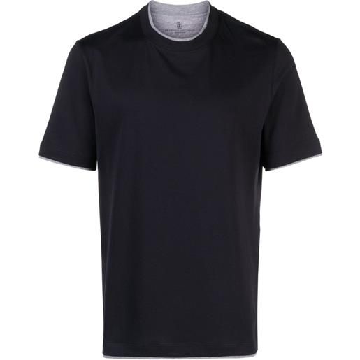 Brunello Cucinelli t-shirt con effetto a strati - blu