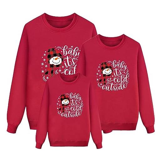 LDZYXY felpe famiglia natale maglione natalizio famiglia a maniche lunghe di natale sweatshirt girocollo maglione donna uomo bambino invernale felpa natale maglione (uomo, rosso 01, l)