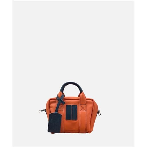 Manikomio dsgn aviator's kit bag borsa bb in pelle orange arancione